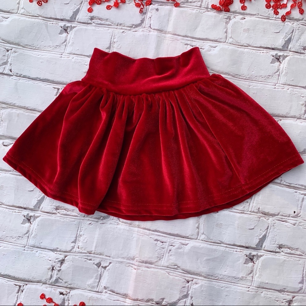 Boutique Girls Red Velvet Skirt
